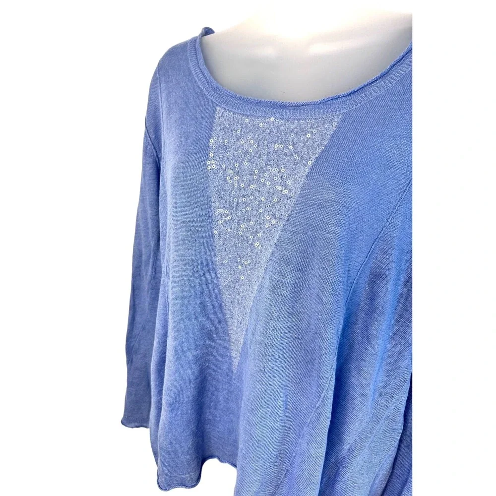 Wrap London Women's Light Blue Sweater w/Sequined Front Key Hole Back Size 8 - Picture 2 of 10